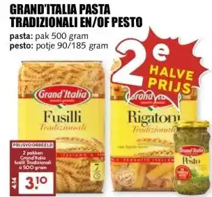 MCD Supermarkt GRAND'ITALIA PASTA TRADIZIONALI EN/OF PESTO aanbieding