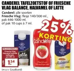 MCD Supermarkt CANDEREL TAFELZOETSTOF OF FRIESCHE VLAG BALANCE, HALVAMEL OF LATTE aanbieding