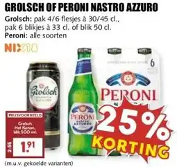 MCD Supermarkt GROLSCH OF PERONI NASTRO AZZURO aanbieding