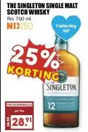 MCD Supermarkt THE SINGLETON SINGLE MALT SCOTCH WHISKY aanbieding
