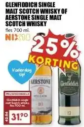 MCD Supermarkt GLENFIDDICH SINGLE MALT SCOTCH WHISKY OF AERSTONE SINGLE MALT SCOTCH WHISKY aanbieding