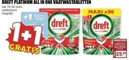 MCD Supermarkt DREFT PLATINUM ALL IN ONE VAATWASTABLETTEN aanbieding