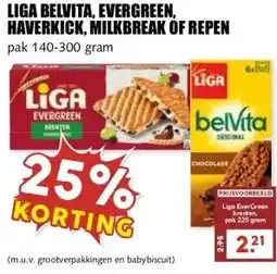 MCD Supermarkt LIGA BELVITA, EVERGREEN, HAVERKICK, MILKBREAK OF REPEN aanbieding