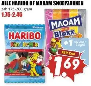 MCD Supermarkt ALLE HARIBO OF MAOAM SNOEPZAKKEN aanbieding