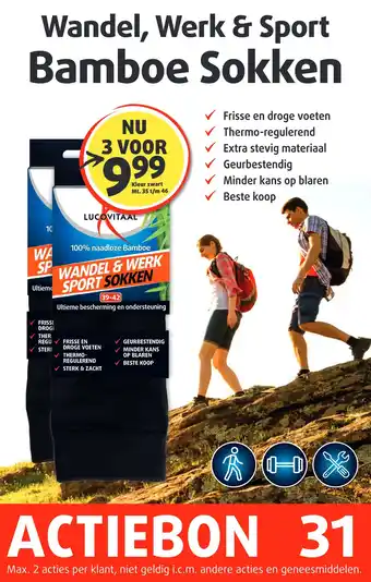 Lucovitaal Wandel, Werk & Sport Bamboe Sokken aanbieding