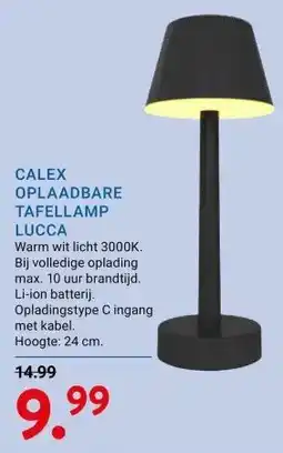 Kluswijs CALEX OPLAADBARE TAFELLAMP LUCCA aanbieding