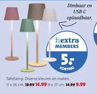 Intratuin Tafellamp. Diverse kleuren en maten. aanbieding