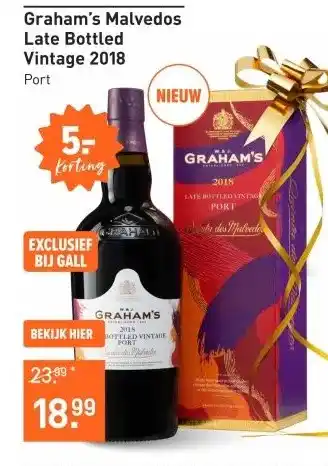 Gall & Gall Graham's Malvedos Late Bottled Vintage 2018 75CL Port en sherry aanbieding