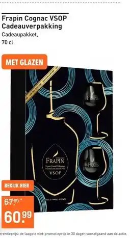 Gall & Gall Frapin Cognac VSOP Cadeauverpakking met glazen 70CL Cognac & Brandy aanbieding