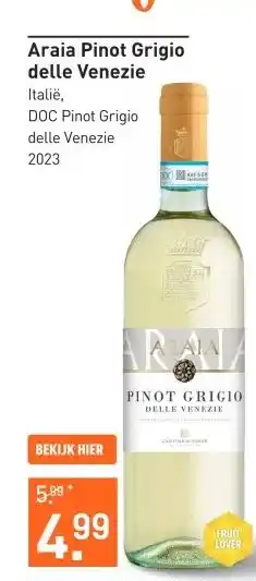 Gall & Gall Araia Pinot Grigio delle Venezie 75CL Wijn aanbieding