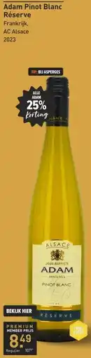 Gall & Gall Adam Pinot Blanc Réserve 75CL Wijn aanbieding