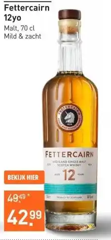 Gall & Gall Fettercairn 12yo 70CL Whisky aanbieding