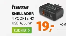 Expert Hama Snellader 4 poorts, 4x USB-A, 33 W Zwart aanbieding