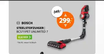 Expert Bosch BCS711PET Unlimited 7 Rood aanbieding