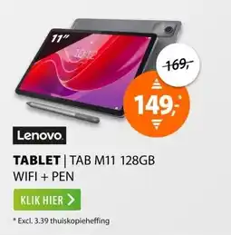 Expert Lenovo Tab M11 4GB 128GB Wifi + Pen aanbieding