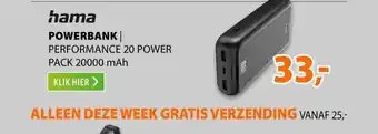 Expert Hama Performance 20 Power Pack 20.000 mAh Antraciet aanbieding