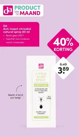 DA DA Anti-Insect citriodiol natural spray 60 ml aanbieding
