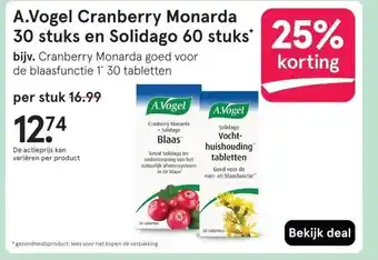 Etos A.Vogel Cranberry Monarda 30 stuks en Solidago 60 stuks aanbieding