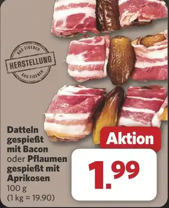 Combi Datteln gespießt mit Bacon oder Pflaumen gespießt mit Aprikosen aanbieding