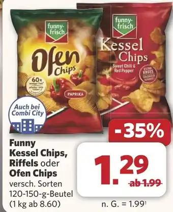 Combi Funny Kessel Chips, Riffels oder Ofen Chips aanbieding