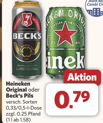 Combi Heineken Original oder Beck's Pils aanbieding