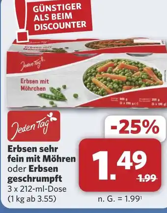 Combi Erbsen sehr fein mit Möhren oder Erbsen geschrumpft aanbieding