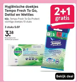 Etos Hygiënische doekjes Tempo Fresh To Go, Dettol en Wetties aanbieding