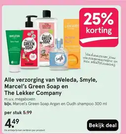 Etos Alle verzorging van Weleda, Smyle, Marcel's Green Soap en The Lekker Company aanbieding