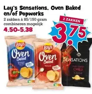 Boon`s Markt Lay's Sensations. Oven Baked en/of Popworks aanbieding