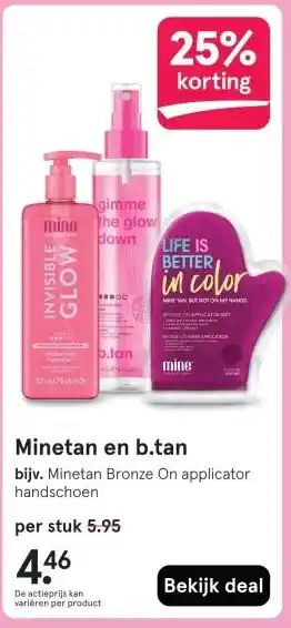 Etos Minetan en b.tan aanbieding