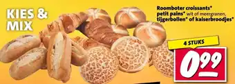Nettorama Roomboter croissants, petit pains, tijgerbollen of kaiserbroodjes aanbieding