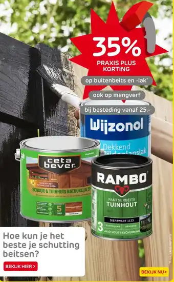 Praxis op buitenbeits en lak aanbieding