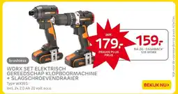 Praxis Worx set elektrisch gereedschap klopboormachine + slagschroevendraaier aanbieding