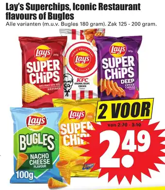 Dirk Lay's Superchips, Iconic restaurant flavours of bugles 125-200g aanbieding