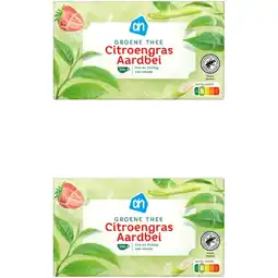 Albert Heijn AH Groene thee citroengras aardbei 2-pack aanbieding