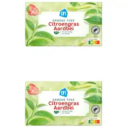 Albert Heijn AH Groene thee citroengras aardbei 2-pack aanbieding