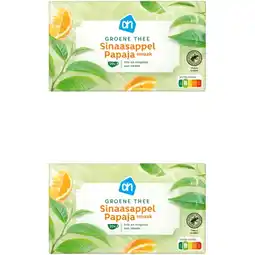 Albert Heijn AH Groene thee sinaasappel & papaya 2-pack aanbieding