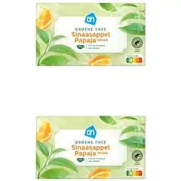 Albert Heijn AH Groene thee sinaasappel & papaya 2-pack aanbieding