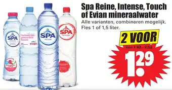 Dirk Spa Reine, Intense, Touch of Evian mineraalwater aanbieding