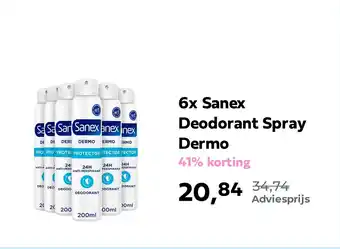 Plein.nl 6x Sanex Deodorant Spray aanbieding