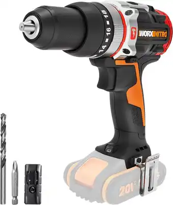 Amazon Worx WX354.9 Klopboormachine Brushless Slammer Drill 20 V S/Bat, 20 V, zwart aanbieding