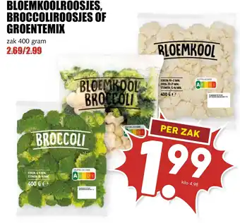De Boerenschuur Bloemkoolroosjes, broccoliroosjes of groentemix aanbieding