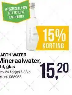 Bidfood Earth Water Mineraalwater Stil, Glas aanbieding