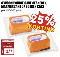 De Boerenschuur G'woon pondje cake gesneden. marmercake of boeren cake aanbieding