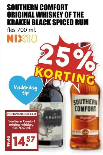 De Boerenschuur Southern comfort original whiskey of the kraken black spiced rum aanbieding