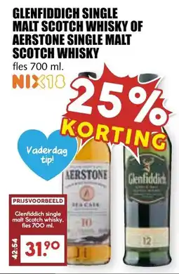 De Boerenschuur Glenfiddich single malt scotch whisky of aerstone single malt scotch whisky aanbieding