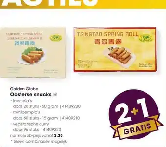 HANOS Golden Globe Oosterse Snacks 2+1 Gratis aanbieding