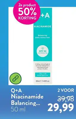 Holland & Barrett Q+A Niacinamide Balancing Daily Sunscreen aanbieding