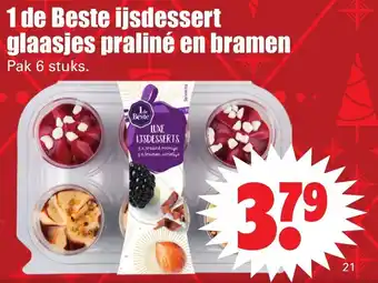 Dirk 1 de Beste ijsdessert glaasjes praline en bramen aanbieding