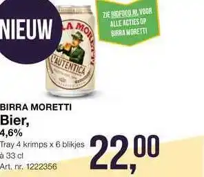 Bidfood Birra Moretti Bier aanbieding